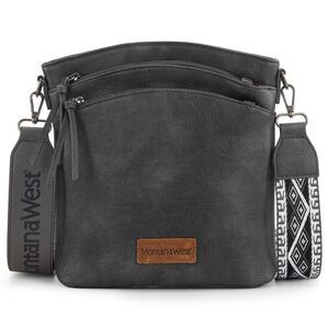 5280 Multi Zip Large Crossbody Bag With Adjustable Guitar Strap, Casual